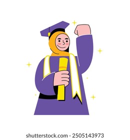 Vector of student woman graduated from univeristy