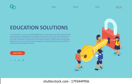 Vector of a students unlocking access to a quality education 