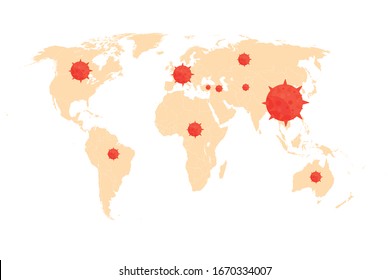 Vector studies on Coronavirus-themed World Map