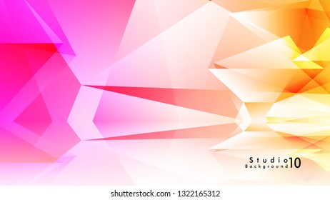 Vector studio background. abstract triangles with colorful gradients and background mirrors. Vector EPS 10. Vector illustration