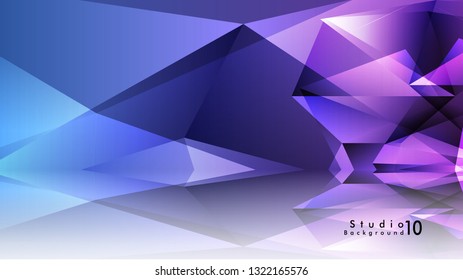 Vector studio background. abstract triangles with colorful gradients and background mirrors. Vector EPS 10. Vector illustration