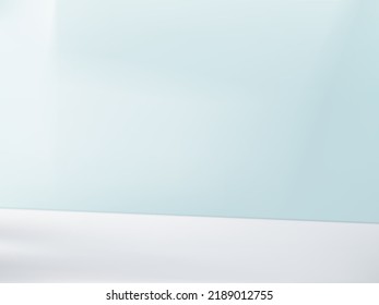 Vector Studio Shot Product Display Background with Pastel Blue Wall under Sunlight for Beauty and Healthcare Products.	