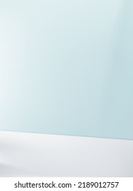 Vector Studio Shot Product Display Background with Pastel Blue Wall under Sunlight for Beauty and Healthcare Products.	
