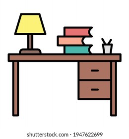 Vector Study Table Outline Icon Design
