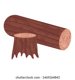 Vector stump and log isolated on white background