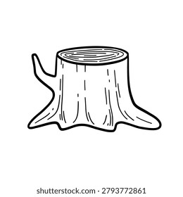 Vector Stump Sketch, Tree Stump Line Art Illustration