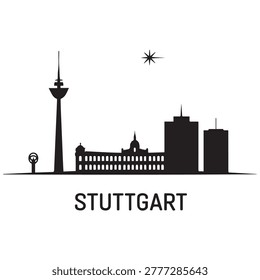 Vector Stuttgart skyline. Travel Stuttgart famous landmarks. Business and tourism concept for presentation, banner, web site. Vector black silhouette. with white background

