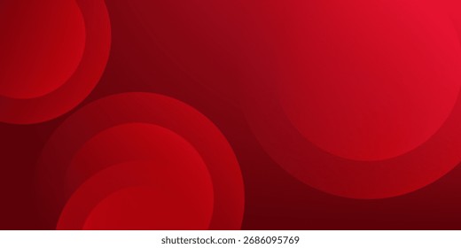 Vector style abstract background with circular circle composition and deep red gradient, suitable for banners, headers, posters and digital promotional materials.