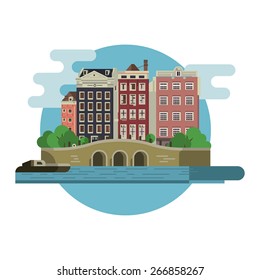 Vector Style Amsterdam Street