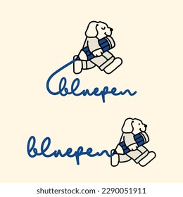 Vector style cute puppy character logo design,A cute puppy character
