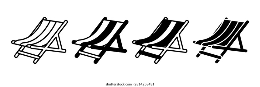 Vector style deck chair icons evoking summer leisure and seaside relaxation