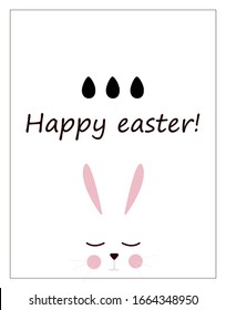 Vector Style Flat Style Easter Card with a white rabbit on a white background and the inscription "Happy Easter!".
Design for cards, promotions, labels, posters, screensavers, packaging, invitations.