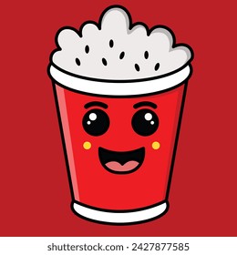 vector style food rice mascot in red bottle isolated