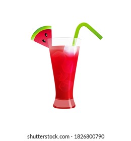 Vector style fresh squeezed watermelon juice summer drink