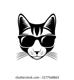 vector style glasses cat logo template