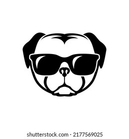 vector style glasses pug dog logo template