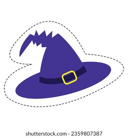 Vector Style Halloween Evil Witch Hat.