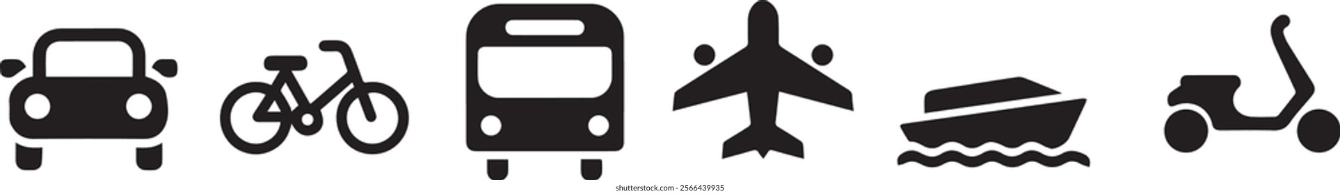 vector style illustration of icon set focusing on transportation