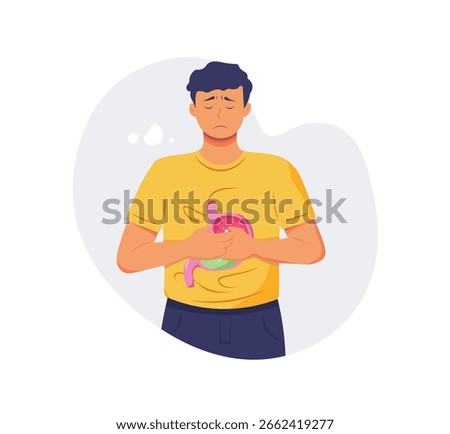 vector style illustration of a sickness - Gastrointestinal Disturbance.
