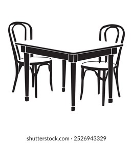 A vector style illustration of silhouette table with white background
