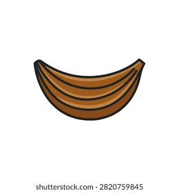 Vector style illustration of a single brown overripe banana isolated on a plain white background