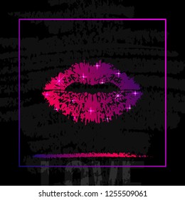 Vector style illustration - trace of lipstick. Love, Valentines day fashion postcard, poster, banner. EPS 10