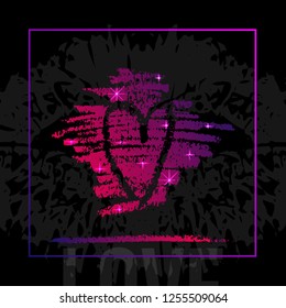 Vector style illustration - trace of lipstick. Love, Valentines day fashion postcard, poster, banner. EPS 10