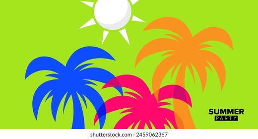 vector style illustration tropical summer party greeting card template background design
