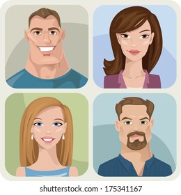 Vector style male and female portraits 