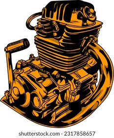 vector style motorcycle engine with golden color svg