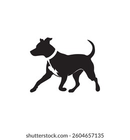 A vector style silhouette of a black dog