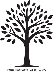 A vector style silhouette of a tree
