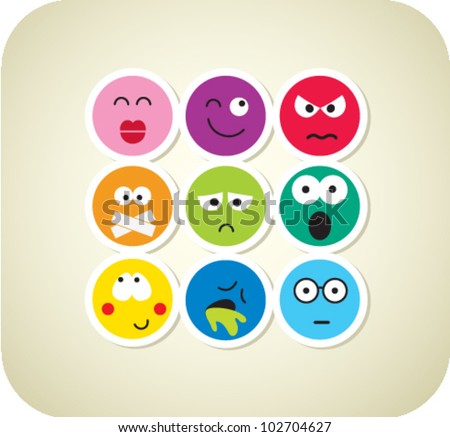 Vector style smile color face icons