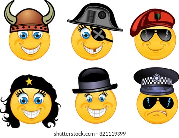 Vector style smile face icons