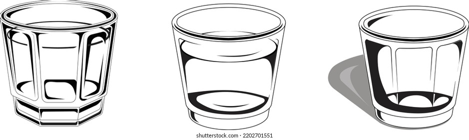 Vector style soju glass illustration. Oriental pancake, soju glass, liquor glass illustration