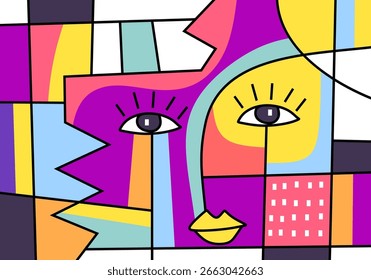 vector style in a unique and contemporary cubism approach.