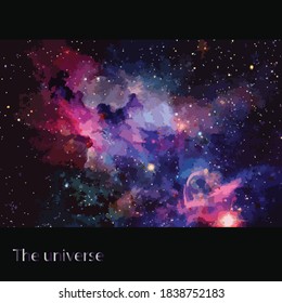 Imagen del universo de estilo vectorial, muchos colores brillan en el espacio