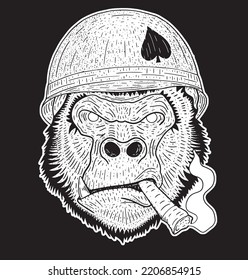 vector stylised gorilla cigar illustration