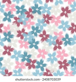 Vector stylish abstract floral seamless pattern for female fabric design or wallpaper.  Marble pattern with floral background. 