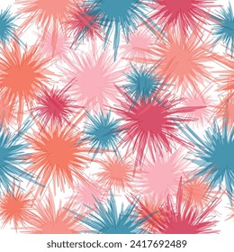 Vector stylish abstract floral seamless pattern for female fabric design or wallpaper.  Fucsia color background dominant.