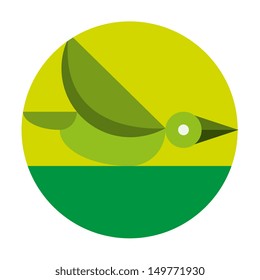 Vector Stylish Abstract Green Bird On Circle Icon