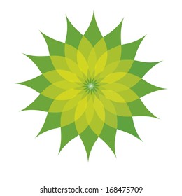 Vector Stylish Abstract Green Flower Icon Isolated