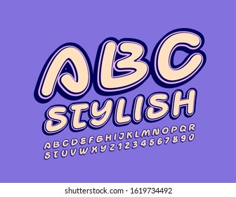 Vector stylish Alphabet. Trendy Uppercase Font. Retro Handwritten Letters and Numbers