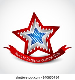 Vector Stylish american independence star with ribbon