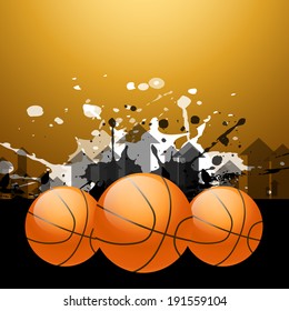 vector stylish basketball placed on grunge background