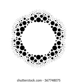 Vector stylish black dots frame for your design. Place for text. Circle shape.