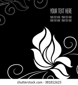 Vector stylish black floral background - design elements can be used for invitation, greeting cards