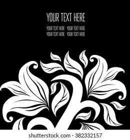 Vector stylish black floral background - design elements can be used for invitation, greeting cards