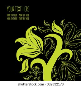 Vector stylish black floral background - design elements can be used for invitation, greeting cards