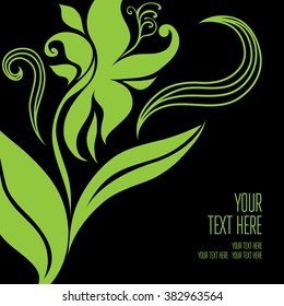 Vector stylish black floral background - design elements can be used for invitation, greeting cards